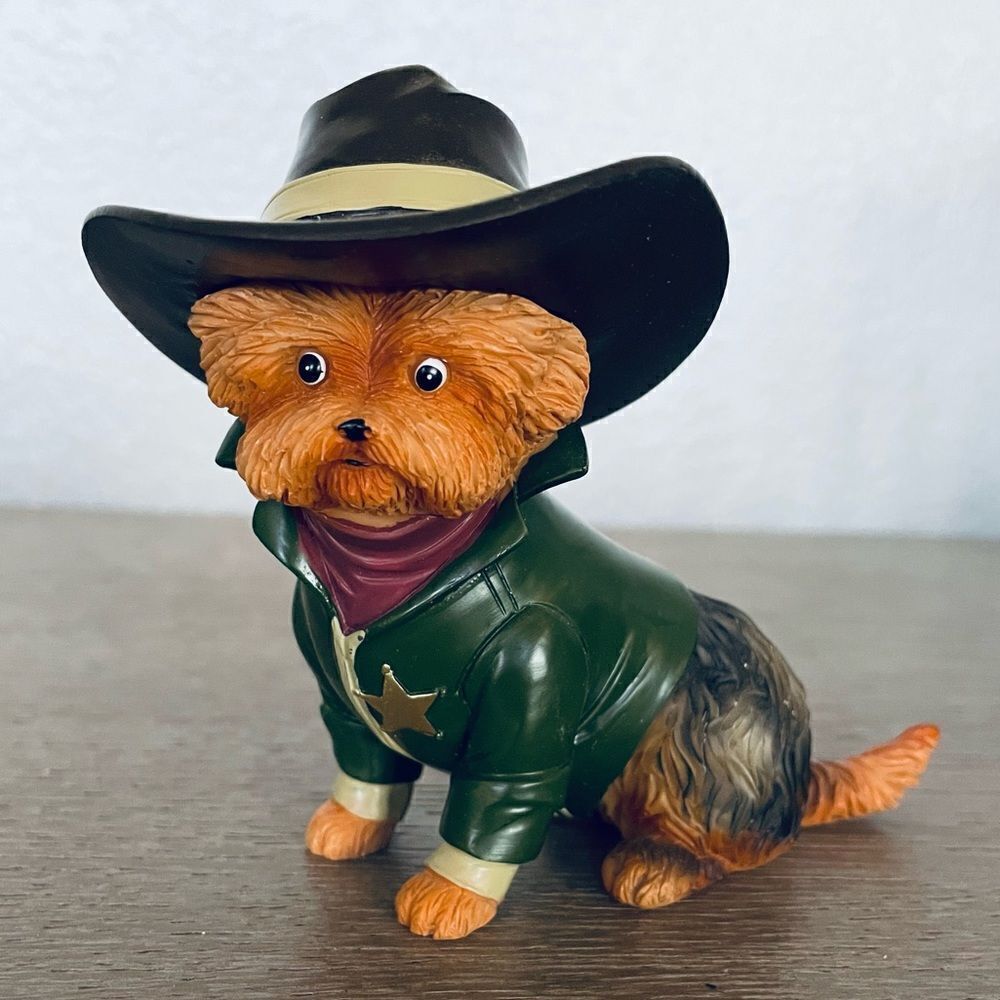Hamilton Collection Spurs N Furs Yorkie Dog Wild West Cowboy Figurine